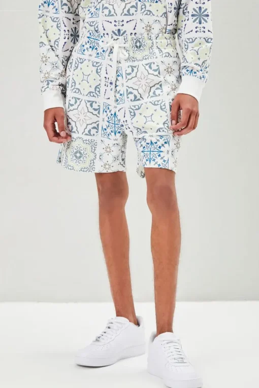 Ornate Print Drawstring Shorts