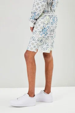 Ornate Print Drawstring Shorts