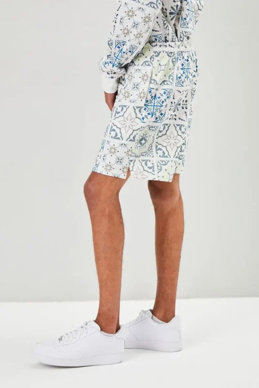 Ornate Print Drawstring Shorts