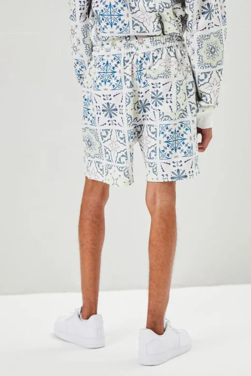 Ornate Print Drawstring Shorts