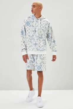 Ornate Print Drawstring Shorts