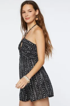 Ornate Print Halter Romper