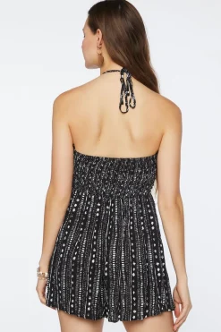 Ornate Print Halter Romper