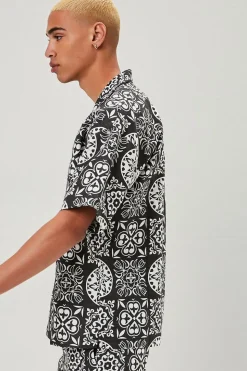 Ornate Print Linen-Blend Shirt