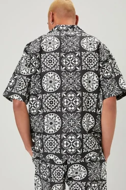 Ornate Print Linen-Blend Shirt