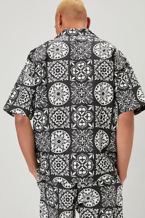 Ornate Print Linen-Blend Shirt