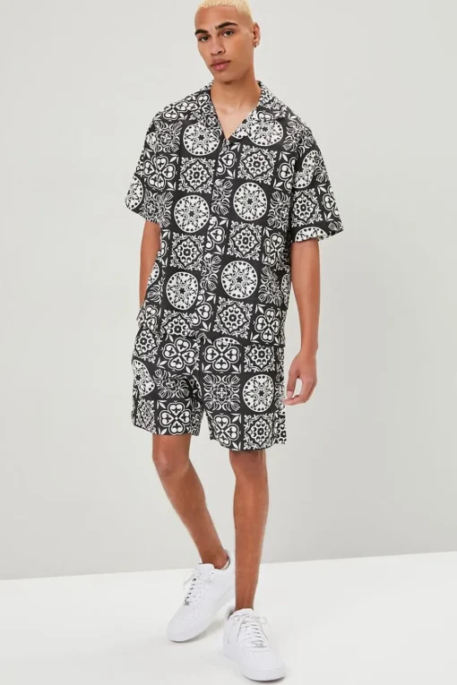 Ornate Print Linen-Blend Shirt