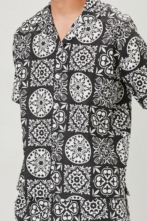 Ornate Print Linen-Blend Shirt