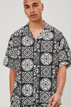 Ornate Print Linen-Blend Shirt