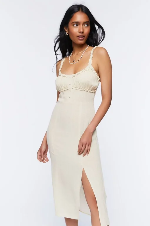 Ornate Print Ruffle-Trim Dress