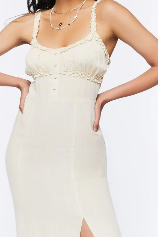 Ornate Print Ruffle-Trim Dress