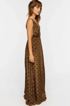 Ornate Print Surplice Maxi Dress