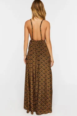Ornate Print Surplice Maxi Dress