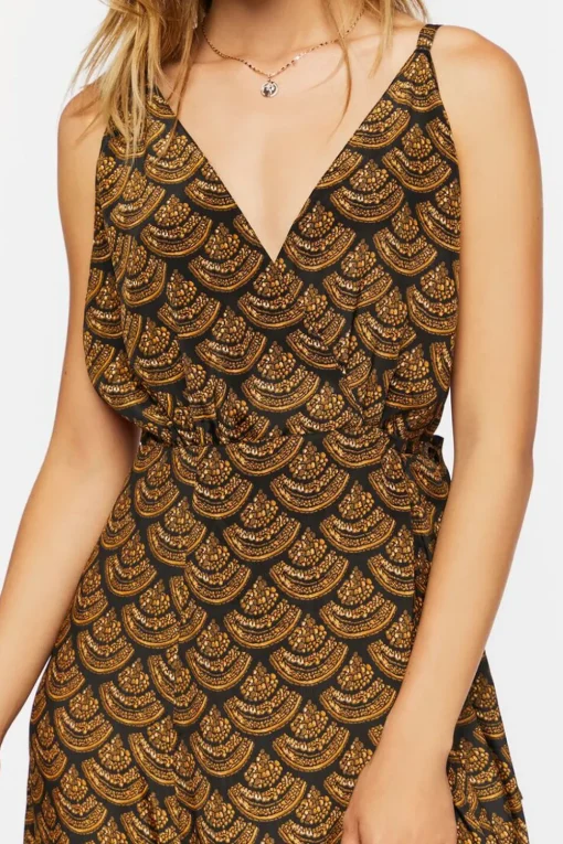 Ornate Print Surplice Maxi Dress