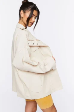 Oversized Snap-Button Shacket