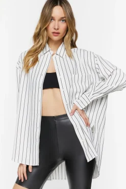 Oversized Striped High-Low Shirt