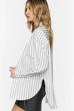Oversized Striped High-Low Shirt