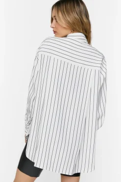 Oversized Striped High-Low Shirt