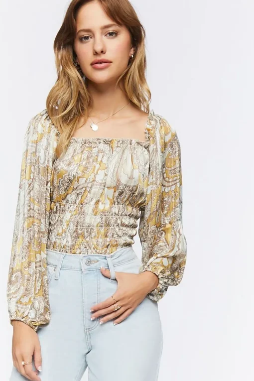 Paisley Print Chiffon Bodysuit
