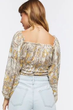 Paisley Print Chiffon Bodysuit