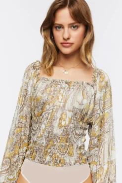 Paisley Print Chiffon Bodysuit
