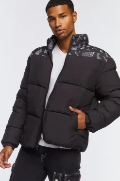 Paisley Print Puffer Jacket