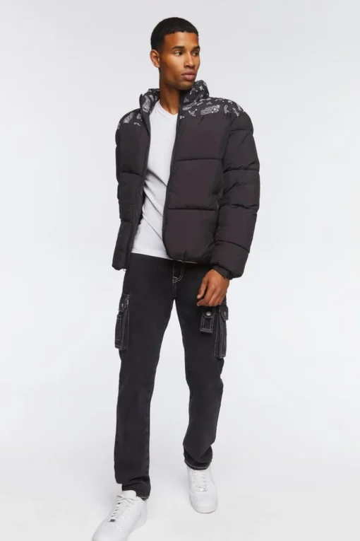 Paisley Print Puffer Jacket