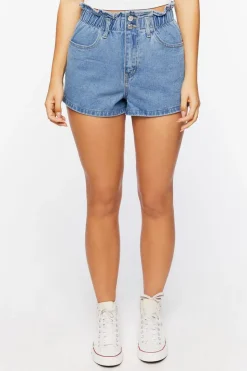Paperbag Denim Shorts