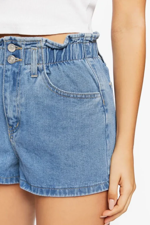 Paperbag Denim Shorts