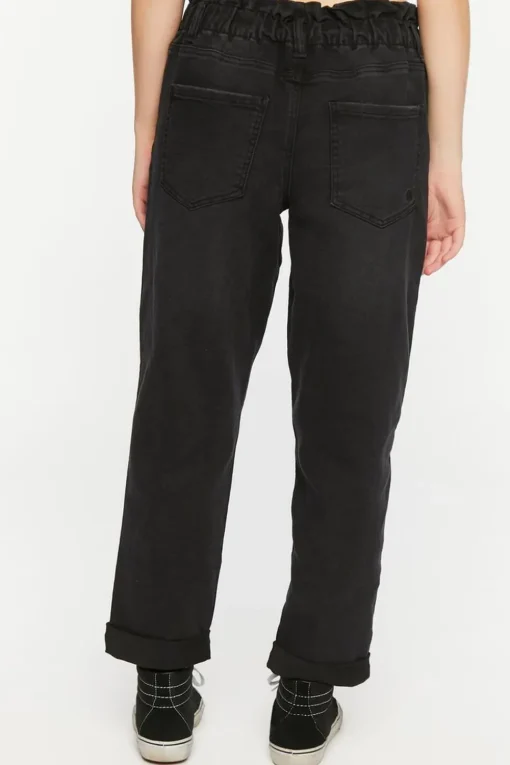 Paperbag Straight-Leg Jeans
