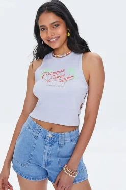 Paradise Found Graphic Cutout Crop Top