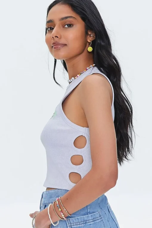 Paradise Found Graphic Cutout Crop Top