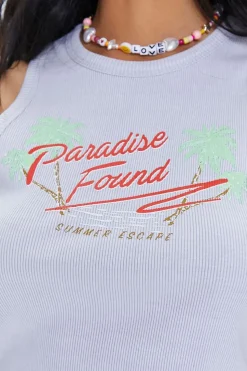 Paradise Found Graphic Cutout Crop Top