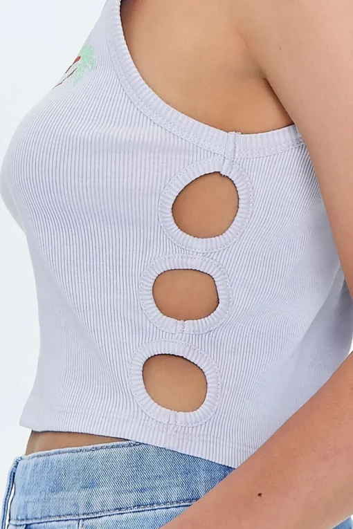 Paradise Found Graphic Cutout Crop Top