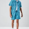 Paradise Print Drawstring Swim Trunks