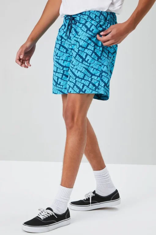 Paradise Print Drawstring Swim Trunks
