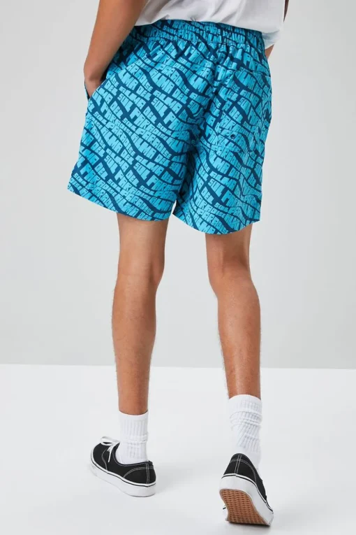 Paradise Print Drawstring Swim Trunks