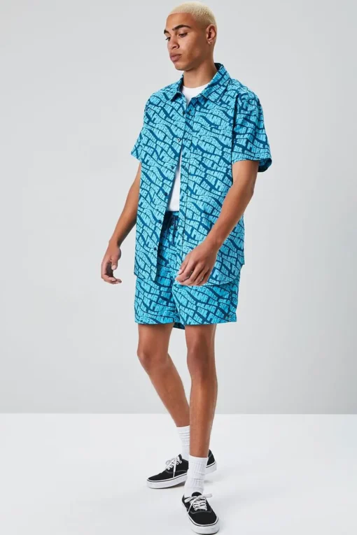 Paradise Print Drawstring Swim Trunks