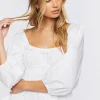 Peasant-Sleeve Crochet Lace Top