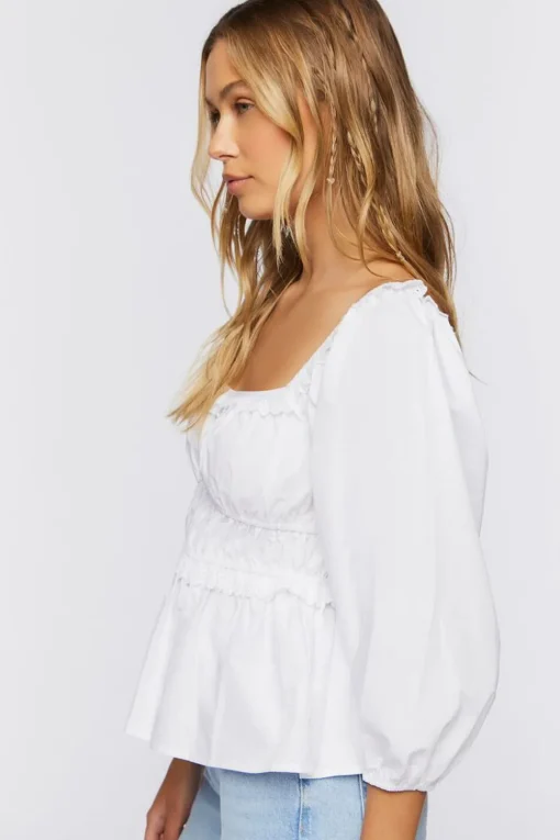 Peasant-Sleeve Crochet Lace Top