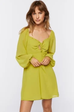 Peasant-Sleeve Mini Dress