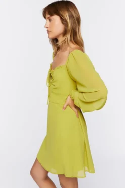 Peasant-Sleeve Mini Dress