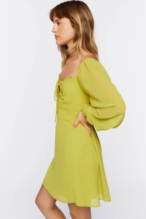 Peasant-Sleeve Mini Dress