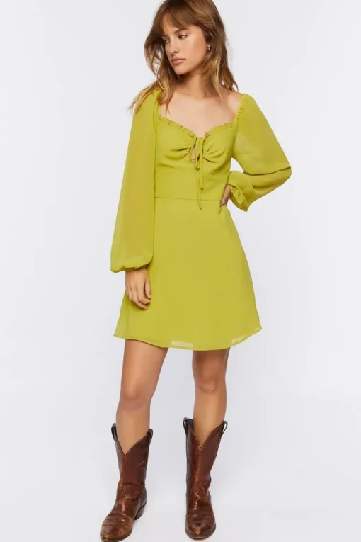 Peasant-Sleeve Mini Dress