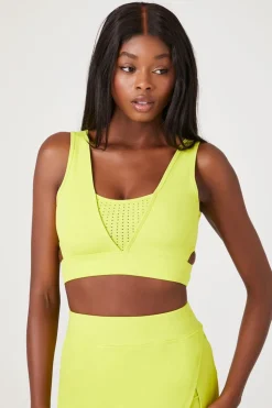 Perforated V-Neck Sports Bra