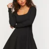 Picot-Trim Skater Mini Dress