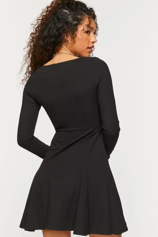Picot-Trim Skater Mini Dress