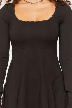 Picot-Trim Skater Mini Dress