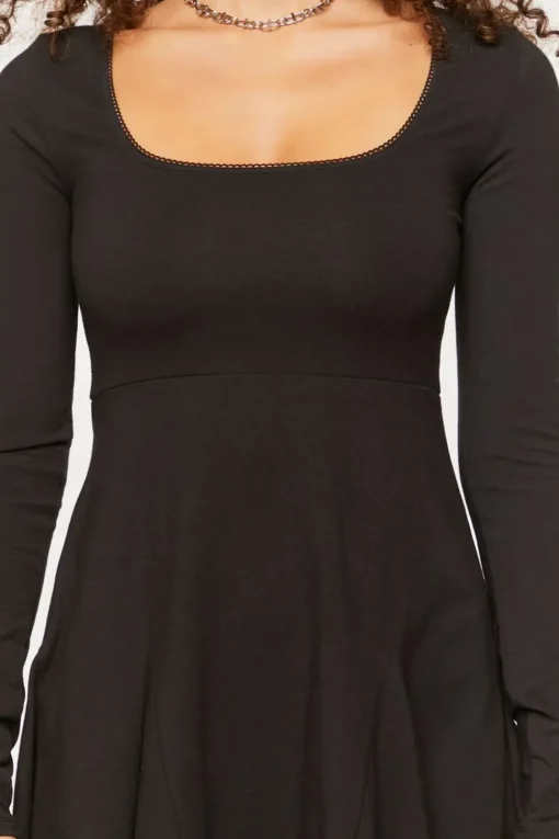 Picot-Trim Skater Mini Dress