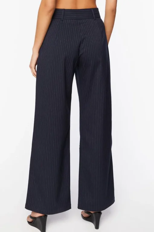 Pinstripe Mid-Rise Trouser Pants